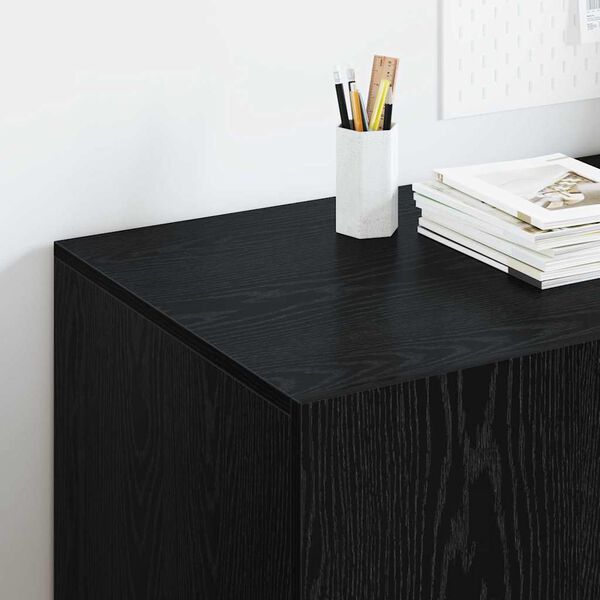 vidaXL Bureau avec porte Ch&ecirc;ne noir 140 x 50 x 75 cm Bois d'ing&eacute;nierie