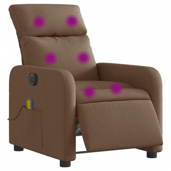 vidaXL Fauteuil inclinable de massage électrique marron tissu