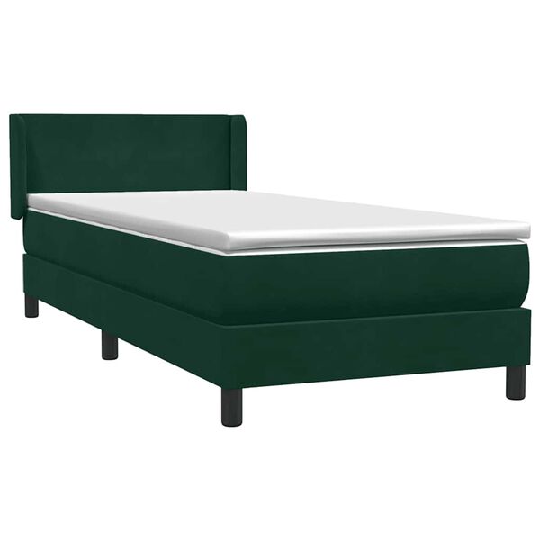 vidaXL Sommier &agrave; lattes de lit et matelas vert fonc&eacute; 100x220cm velours