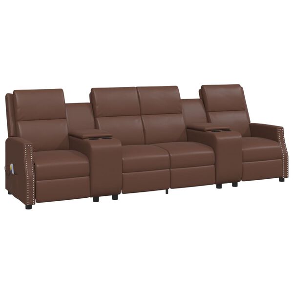 vidaXL Fauteuil de massage inclinable 4 places marron similicuir
