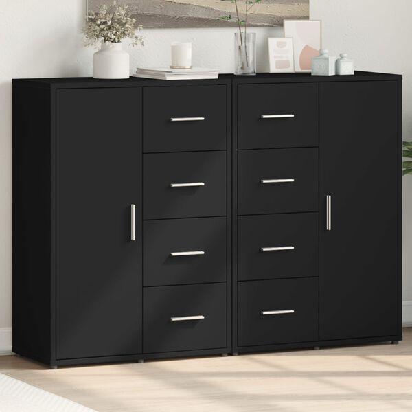 vidaXL Buffets 2 pcs noir 60x31x84 cm bois d'ing&eacute;nierie