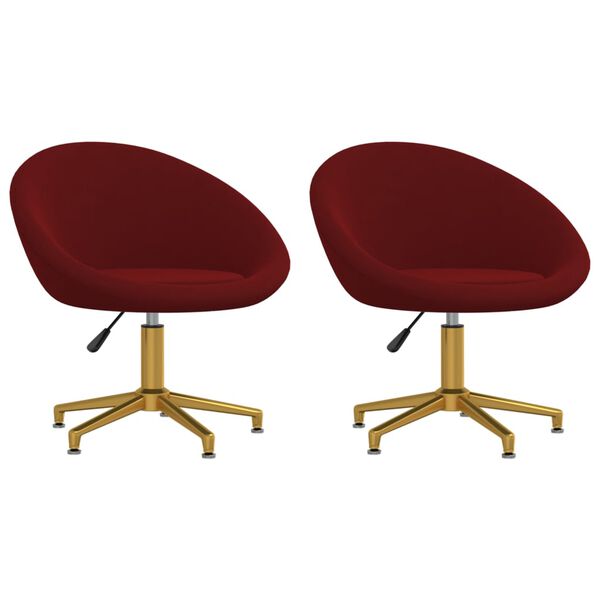 vidaXL Chaises &agrave; manger lot de 2 rouge bordeaux velours
