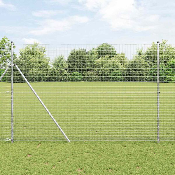 vidaXL Cl&ocirc;ture en fil soud&eacute; Argent 1.6 x 25 m