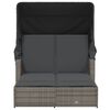 vidaXL Chaise longue double et auvent et coussins gris résine tressée
