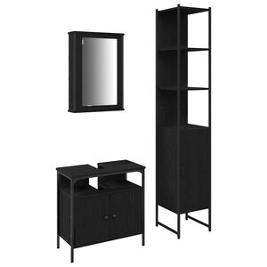 vidaXL Ensemble de mobilier de salle de bain 3 pc Ch&ecirc;ne noir