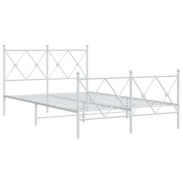 vidaXL Cadre de lit m&eacute;tal sans matelas et pied de lit blanc 120x200 cm