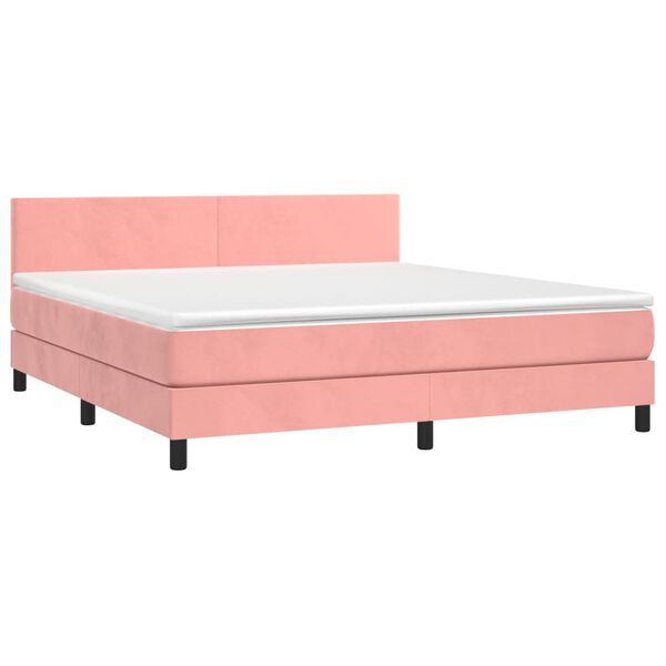 vidaXL Sommier &agrave; lattes de lit avec matelas Rose 180x200 cm Velours