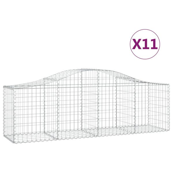 vidaXL Paniers à gabions arqués 11 pcs 200x50x60/80 cm Fer galvanisé