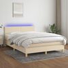 vidaXL Sommier &agrave; lattes de lit avec matelas LED Cr&egrave;me 140x190 cm Tissu