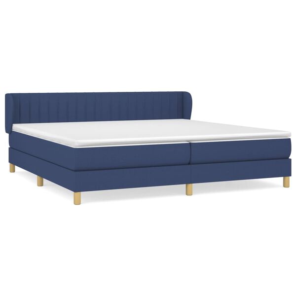 vidaXL Sommier &agrave; lattes de lit avec matelas Bleu 200x200 cm Tissu