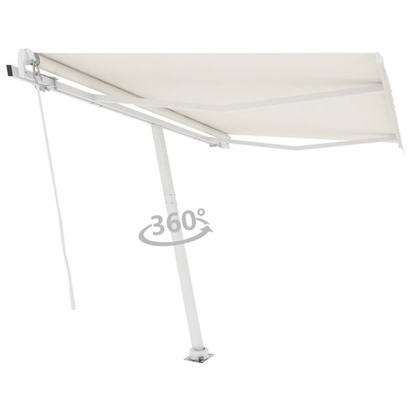 vidaXL Auvent manuel r&eacute;tractable sur pied 350x250 cm Cr&egrave;me