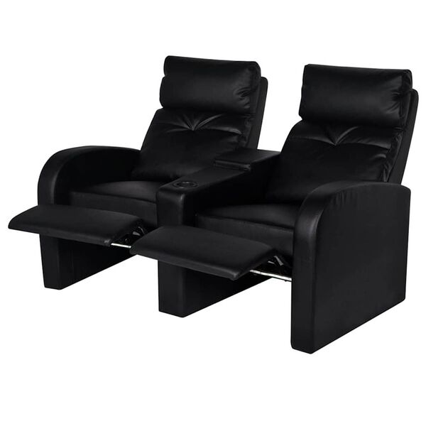 vidaXL Fauteuil inclinable &agrave; LED &agrave; 2 places cuir artificiel noir