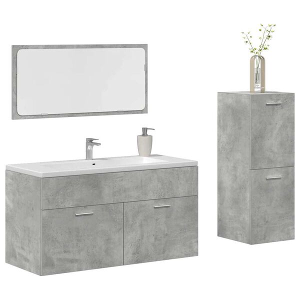 vidaXL Ensemble de meubles de salle de bain 3 pcs gris b&eacute;ton