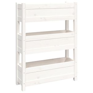 vidaXL Jardini&egrave;re Blanc 77x25x104,5 cm Bois massif de pin