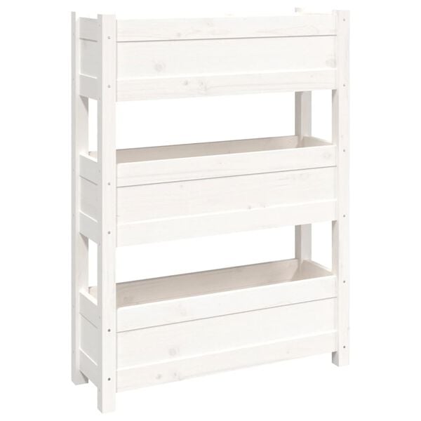 vidaXL Jardinière Blanc 77x25x104,5 cm Bois massif de pin
