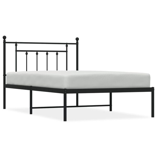 vidaXL Cadre de lit métal sans matelas avec tête de lit noir 107x203cm