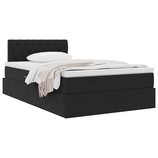 vidaXL Lit de Rangement avec matelas Noir 120 x 200 cm Velours