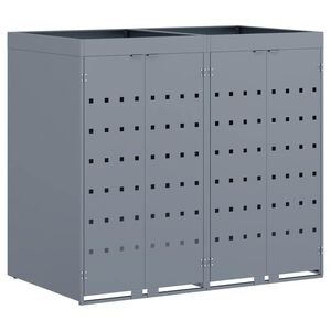 vidaXL Rangement de poubelle &agrave; roulettes pour 2 poubelles Gris clair