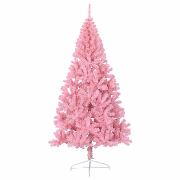 vidaXL Sapin de No&euml;l artificiel pr&eacute;-&eacute;clair&eacute; Rose 210 cm PVC