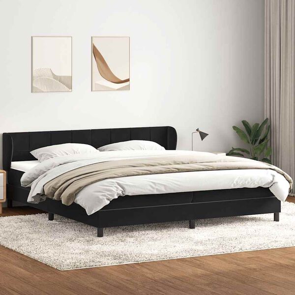 vidaXL Sommier &agrave; lattes de lit avec matelas noir 180x220 cm velours