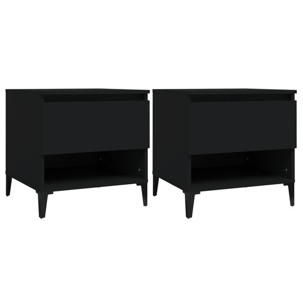 vidaXL Tables d'appoint 2 pcs Noir 50x46x50 cm Bois d’ingénierie