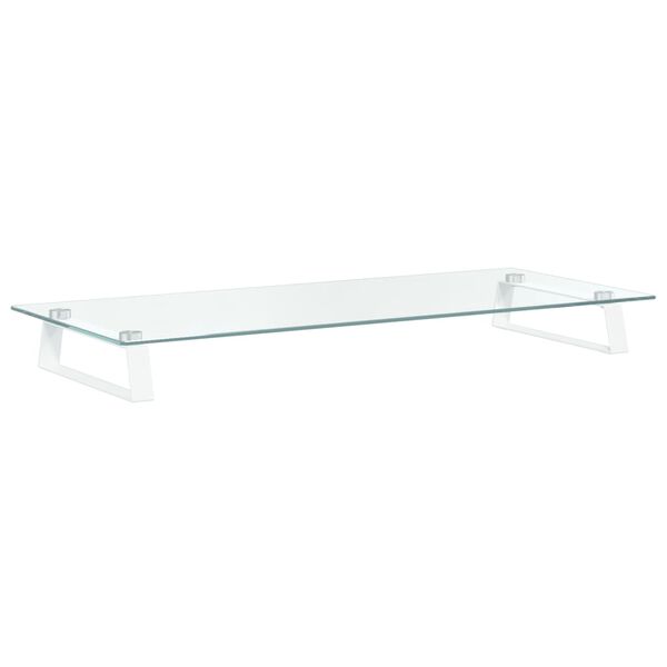 vidaXL Support de moniteur blanc 80x35x8 cm verre tremp&eacute; et m&eacute;tal