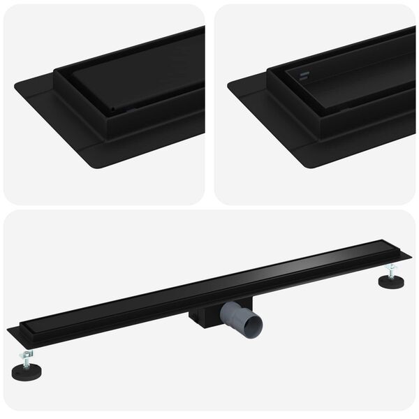 vidaXL 2 en 1 Drain de Douche Noir 100 cm Acier Inox 304