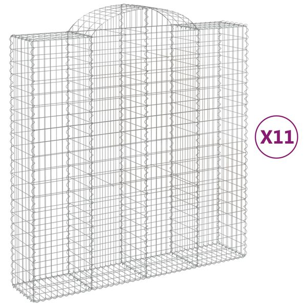 vidaXL Paniers &agrave; gabions arqu&eacute;s 11 pcs 200x50x200/220 cm Fer galvanis&eacute;