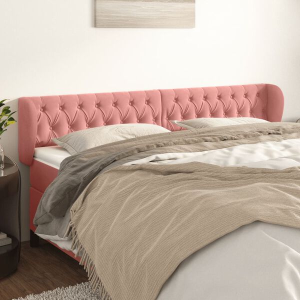 vidaXL T&ecirc;te de lit avec oreilles Rose 183x23x78/88 cm Velours