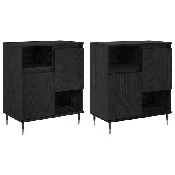 vidaXL Buffets 2 pcs Ch&ecirc;ne noir 120 x 35 x 70 cm Bois d'ing&eacute;nierie