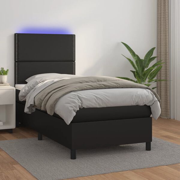 vidaXL Sommier à lattes de lit avec matelas et LED Noir 100x200 cm