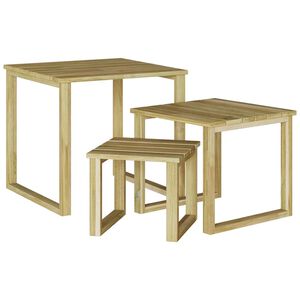 vidaXL table 3 pc Naturel 50,5 x 50 x 46 cm Pin&egrave;de impr&eacute;gn&eacute;e