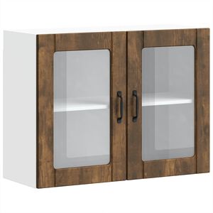 vidaXL Armoire murale de cuisine avec porte vitr&eacute;e "Lucca" Ch&ecirc;ne fum&eacute; Bois d'ing&eacute;nierie