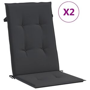 vidaXL Coussins de chaise de jardin &agrave; dossier haut lot de 2 noir tissu