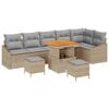 vidaXL Ensemble de canap&eacute; de jardin avec coussin 9 pcs Beige polyrotin