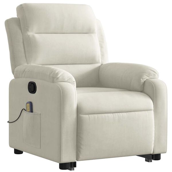 vidaXL Fauteuil de massage inclinable Cr&egrave;me Velours