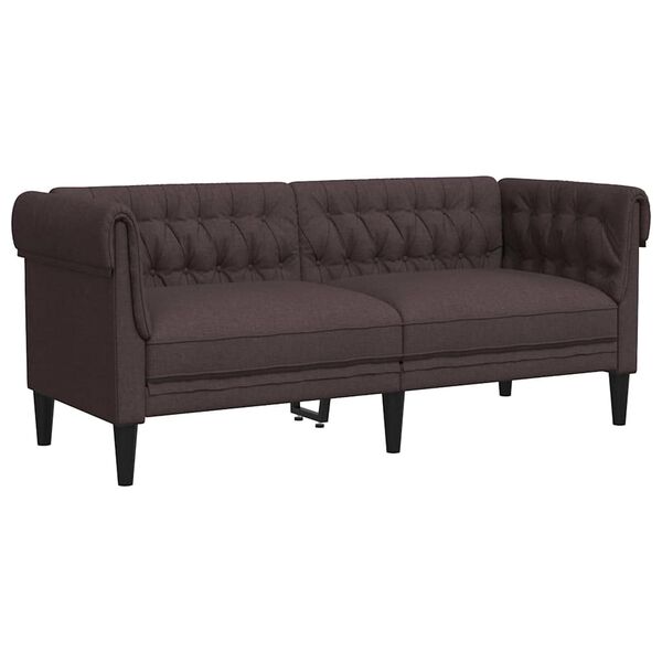 vidaXL Canap&eacute; Chesterfield 2 places marron fonc&eacute; tissu