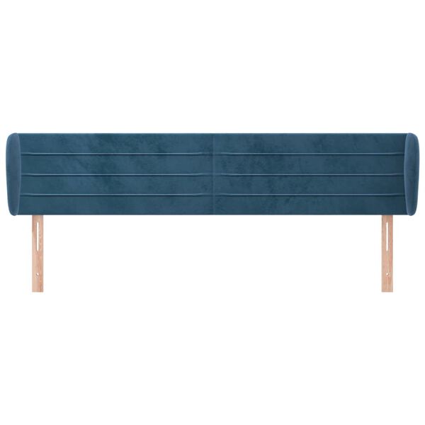 vidaXL T&ecirc;te de lit avec oreilles Bleu fonc&eacute; 183x23x78/88 cm Velours
