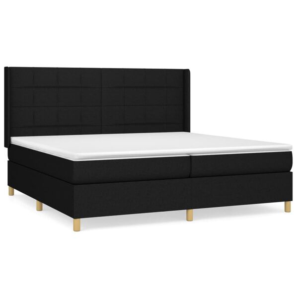 vidaXL Sommier &agrave; lattes de lit avec matelas Noir 200x200 cm Tissu