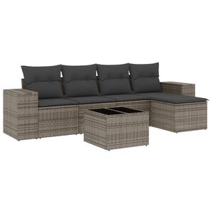 vidaXL Salon de jardin 6 pcs avec coussins gris r&eacute;sine tress&eacute;e