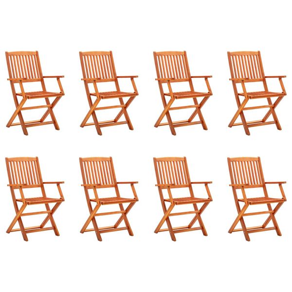 vidaXL Chaises de jardin pliables lot de 8 Bois d'eucalyptus massif
