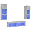 vidaXL Unit&eacute;s murales TV avec LED 6 pcs gris b&eacute;ton bois d'ing&eacute;nierie