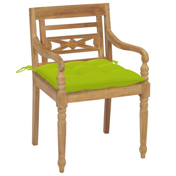 vidaXL Chaises Batavia avec coussins lot de 6 Bois de teck solide