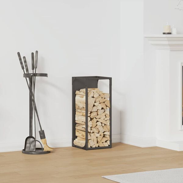vidaXL Portant de bois chauffage noir 25x25x60 cm