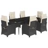 vidaXL Ensemble &agrave; manger de jardin coussins 7pcs Noir R&eacute;sine tress&eacute;e