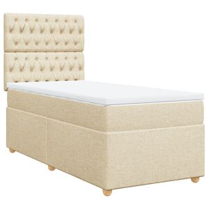 vidaXL Sommier &agrave; lattes de lit avec matelas Cr&egrave;me 80x200 cm Tissu