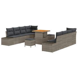 vidaXL Ensemble de canap&eacute; de jardin 11 pcs Gris Poly rotin