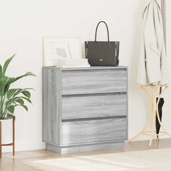 vidaXL Cabinet de chevet Gris 71 x 34,5 x 75 cm Bois d'ing&eacute;nierie