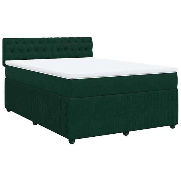 vidaXL Sommier &agrave; lattes de lit et matelas Vert fonc&eacute; 140x190cm Velours