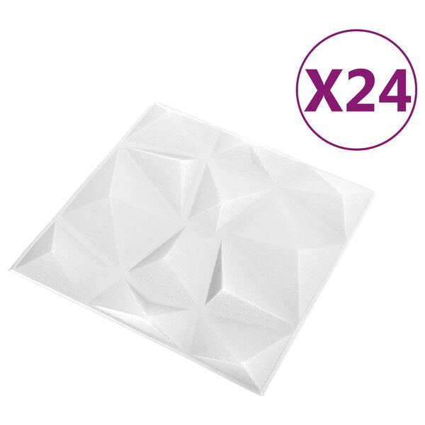 vidaXL Panneaux muraux 24 pcs Blanc Diamant 50 x 50 cm Mousse XPS
